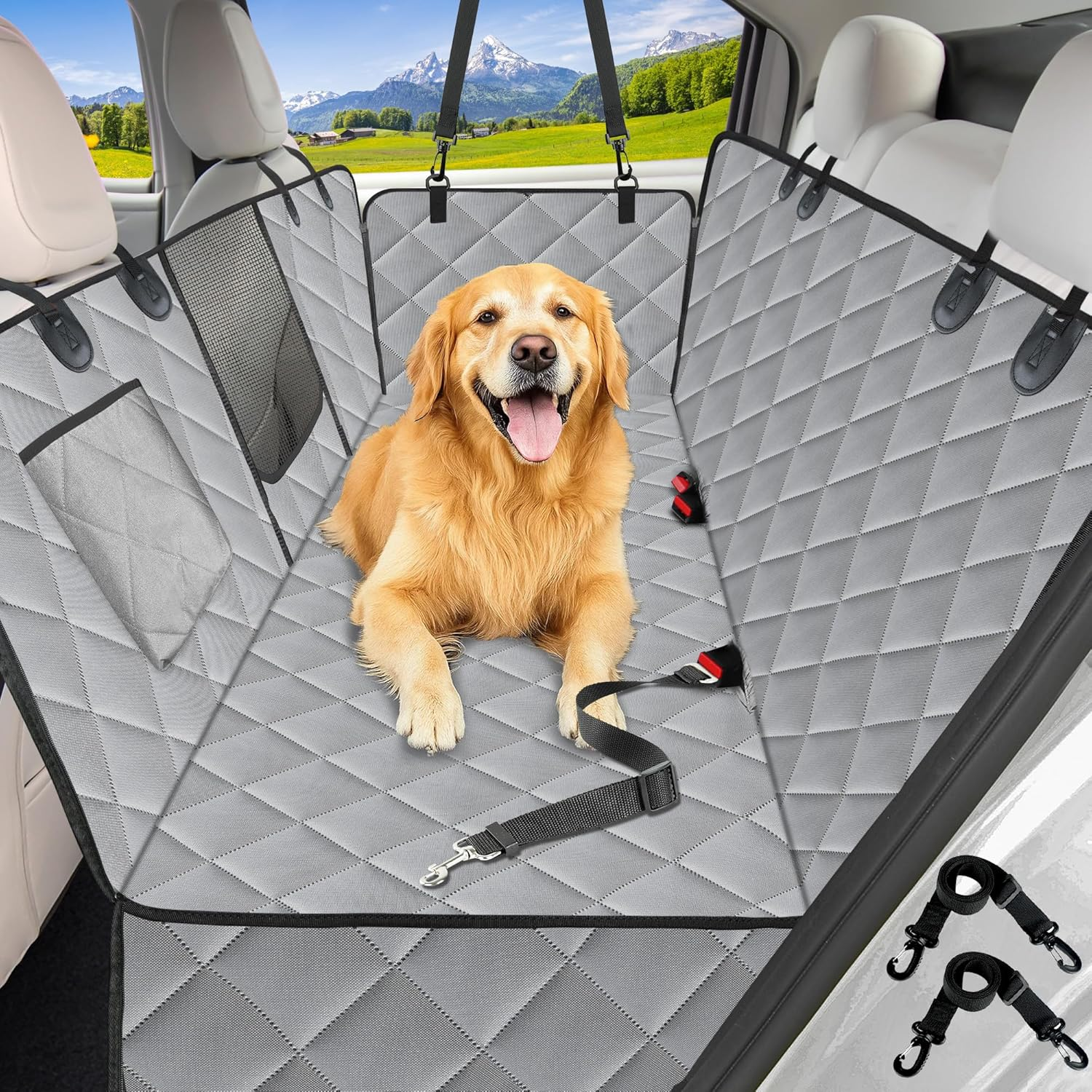 Kytely Dog Car Seat Cover for Back Seat,600D Heavy Duty Dog Hammock for Car with Side Flap,100% Waterproof Pet Backseat Cover, Anti-Scratch Nonslip Pet Seat Protector for Cars Trucks and SUV - Image 9