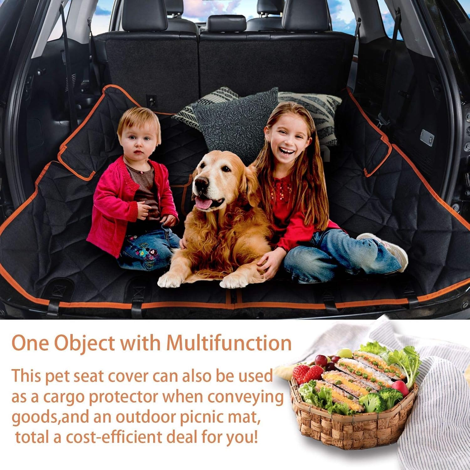 Petalage Car Seat Protector, 52” X 50“ for for Familay Car & Regular Suvs, 600D Heavy Duty Car Seat Cover Waterproof Dog Car Seat Cover for Back Seat, Scratch Proof Nonslip Seat Cover for Dogs in Car - Image 5