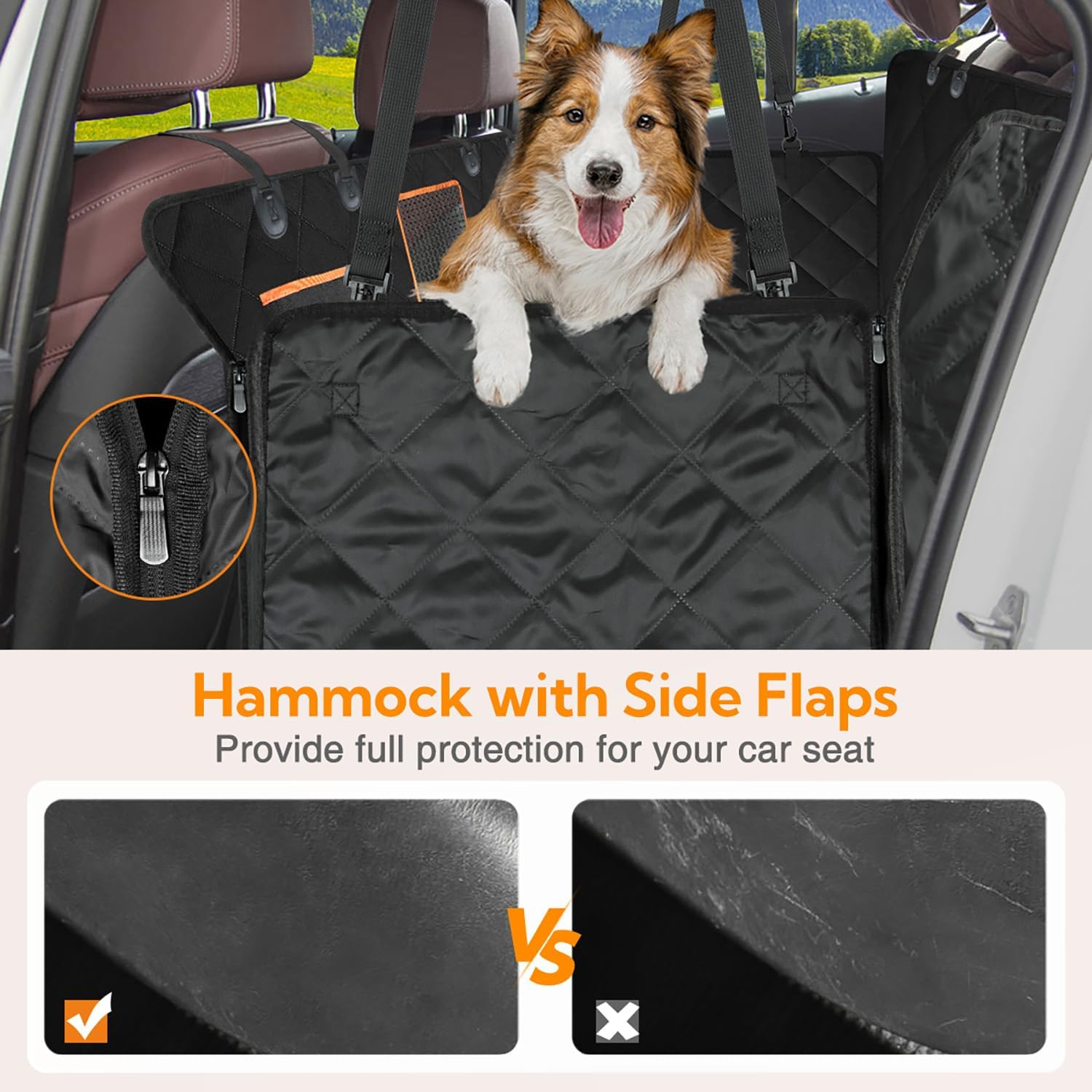 Kytely Dog Car Seat Cover for Back Seat,600D Heavy Duty Dog Hammock for Car with Side Flap,100% Waterproof Pet Backseat Cover, Anti-Scratch Nonslip Pet Seat Protector for Cars Trucks and SUV - Image 5