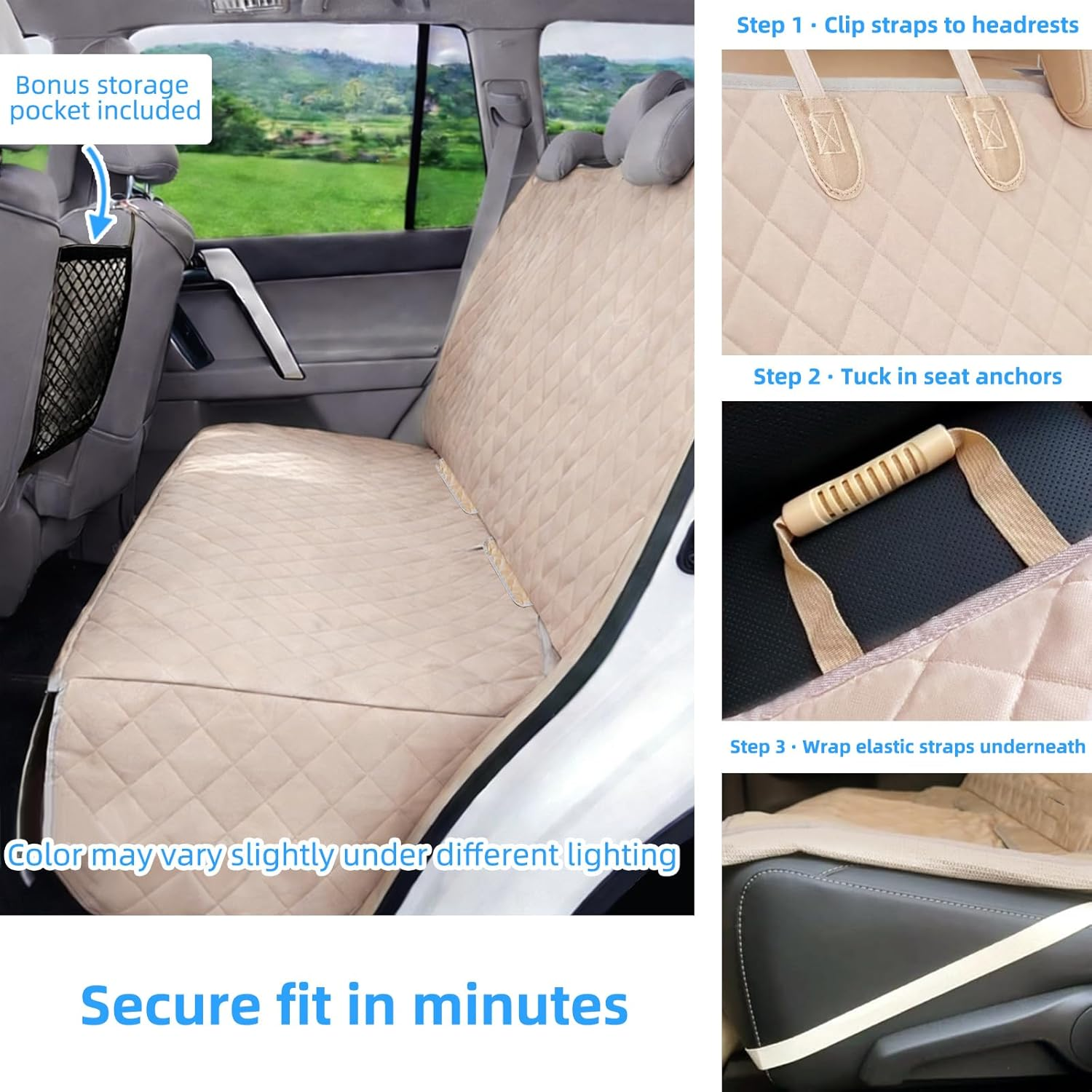 Bark Lover Dog Car Seat Cover for Back Seat Waterproof Backseat Protector, Nonslip Rear Seat Cover for Kids,Universal Size Fits Cars Trucks Suvs - Image 3