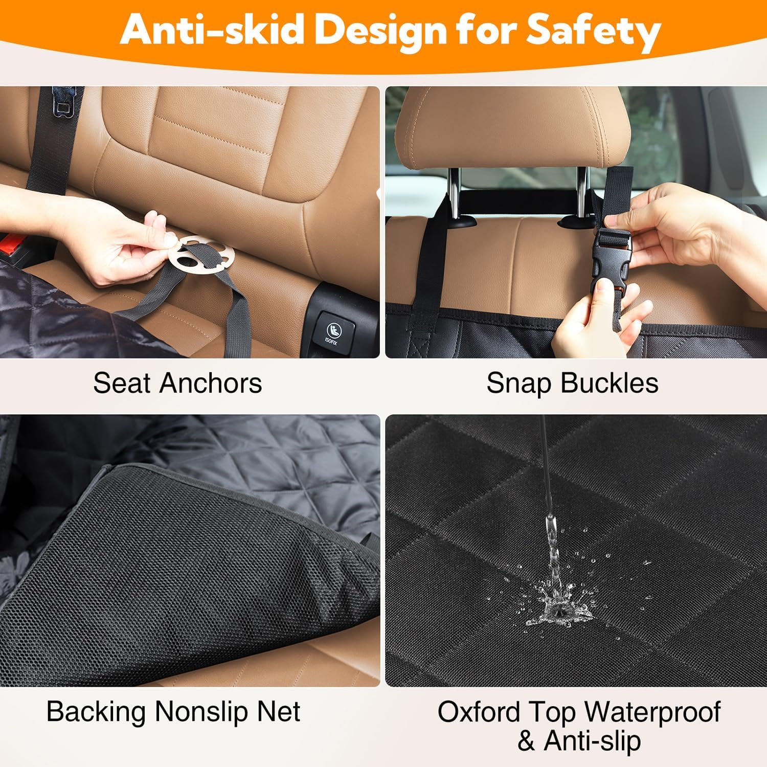 Kytely Dog Car Seat Cover for Back Seat,600D Heavy Duty Dog Hammock for Car with Side Flap,100% Waterproof Pet Backseat Cover, Anti-Scratch Nonslip Pet Seat Protector for Cars Trucks and SUV - Image 7