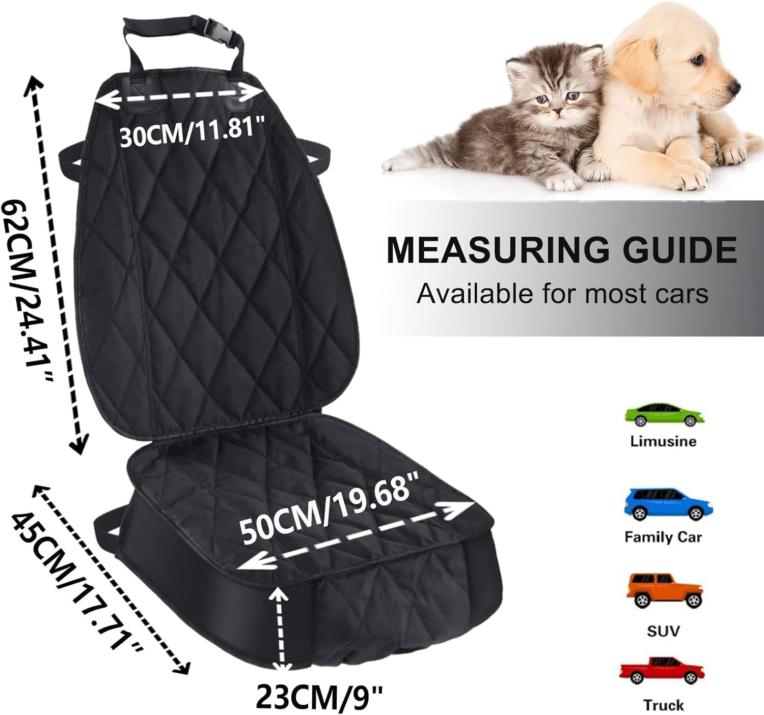 Asfrost Dog Seat Cover Cars Trucks Suvs, Thick 600D Waterproof Pet Car Seat Cover Dog, Heavy Duty & Wear-Resistant Durable Nonslip Backing with Side Flaps, Scratchproof Dog Front Seat Cover - Image 4